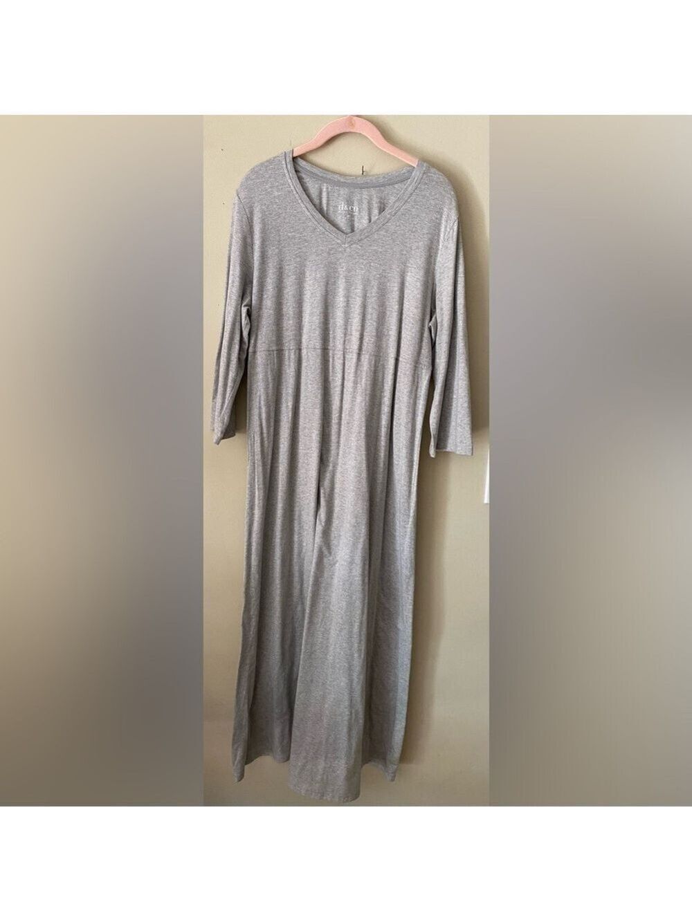 Denim & Co. Gray Long Sleeve Maxi Dress M